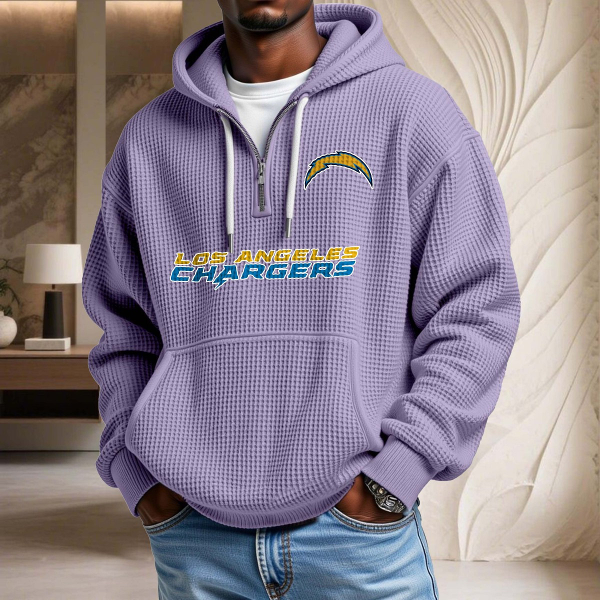 Sweat à capuche en maille gaufrée Los Angeles Chargers – Image 10