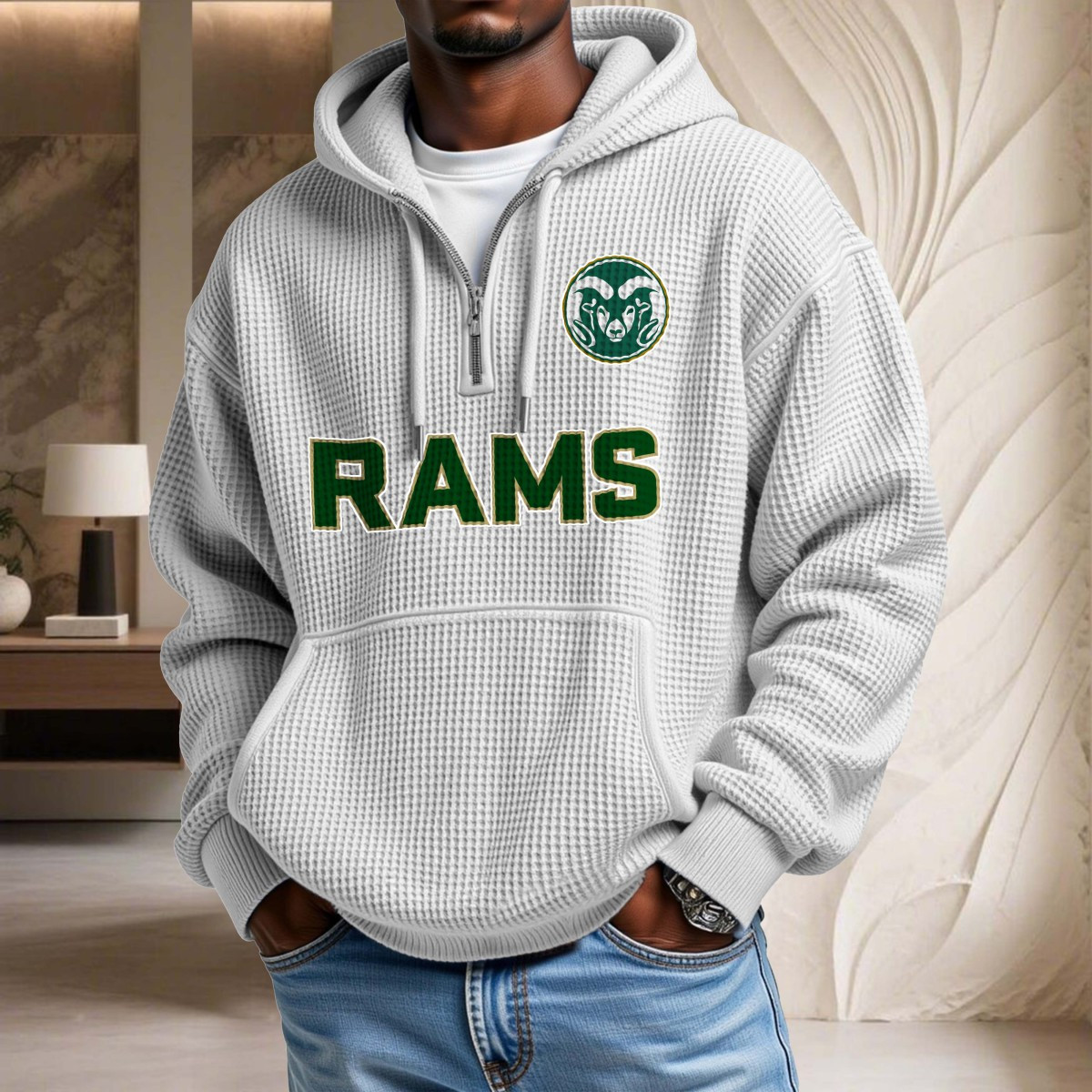 Sweat à capuche en maille gaufrée Colorado State Rams – Image 3