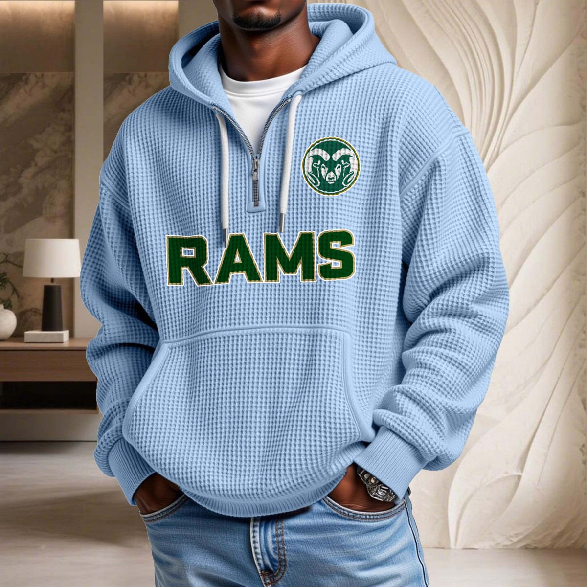 Sweat à capuche en maille gaufrée Colorado State Rams – Image 8