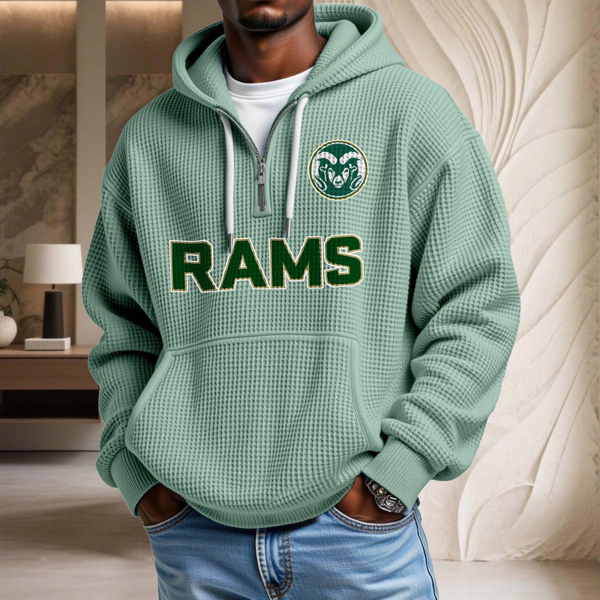 Sweat à capuche en maille gaufrée Colorado State Rams – Image 9