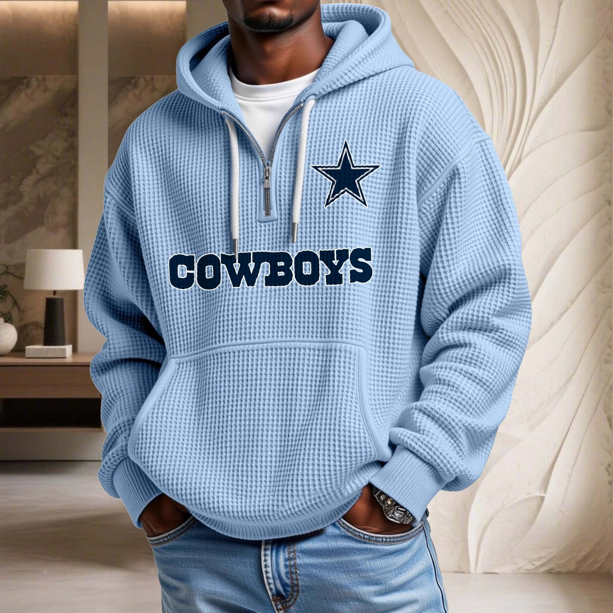 Sweat à capuche en maille gaufrée Dallas Cowboys – Image 7