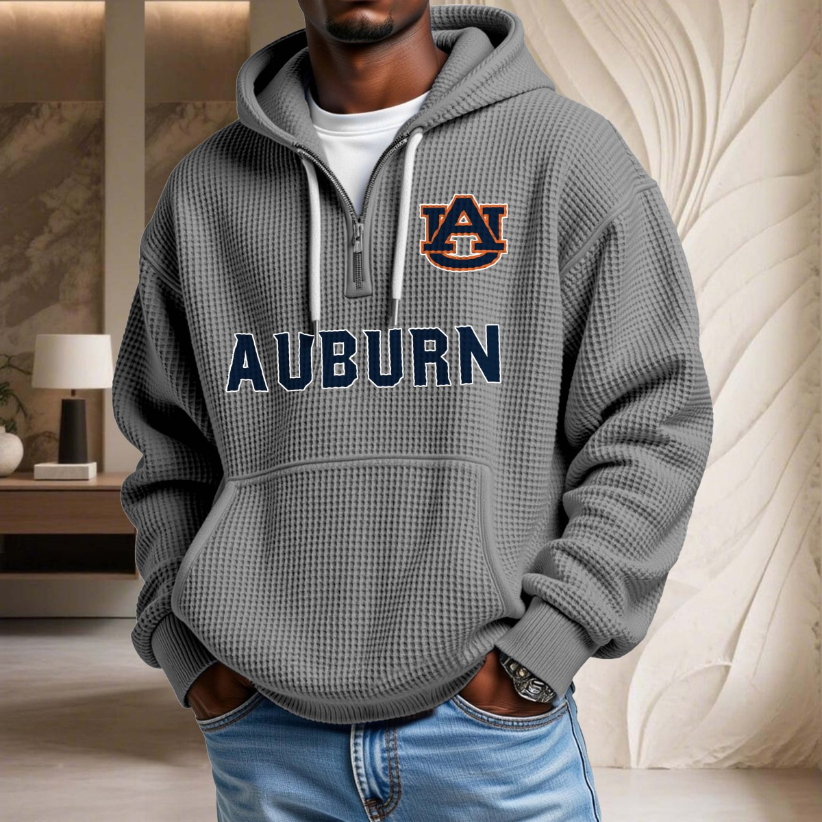Sweat à capuche en maille gaufrée Auburn Tigers – Image 6