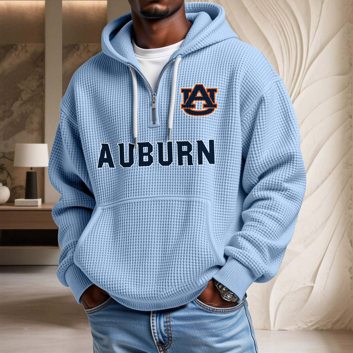 Sweat à capuche en maille gaufrée Auburn Tigers – Image 7