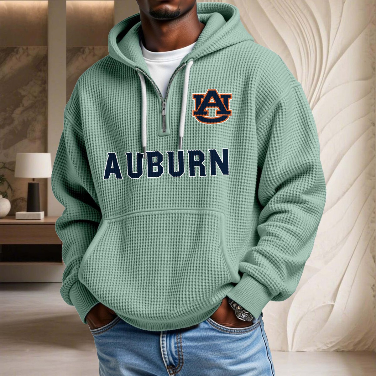 Sweat à capuche en maille gaufrée Auburn Tigers – Image 8