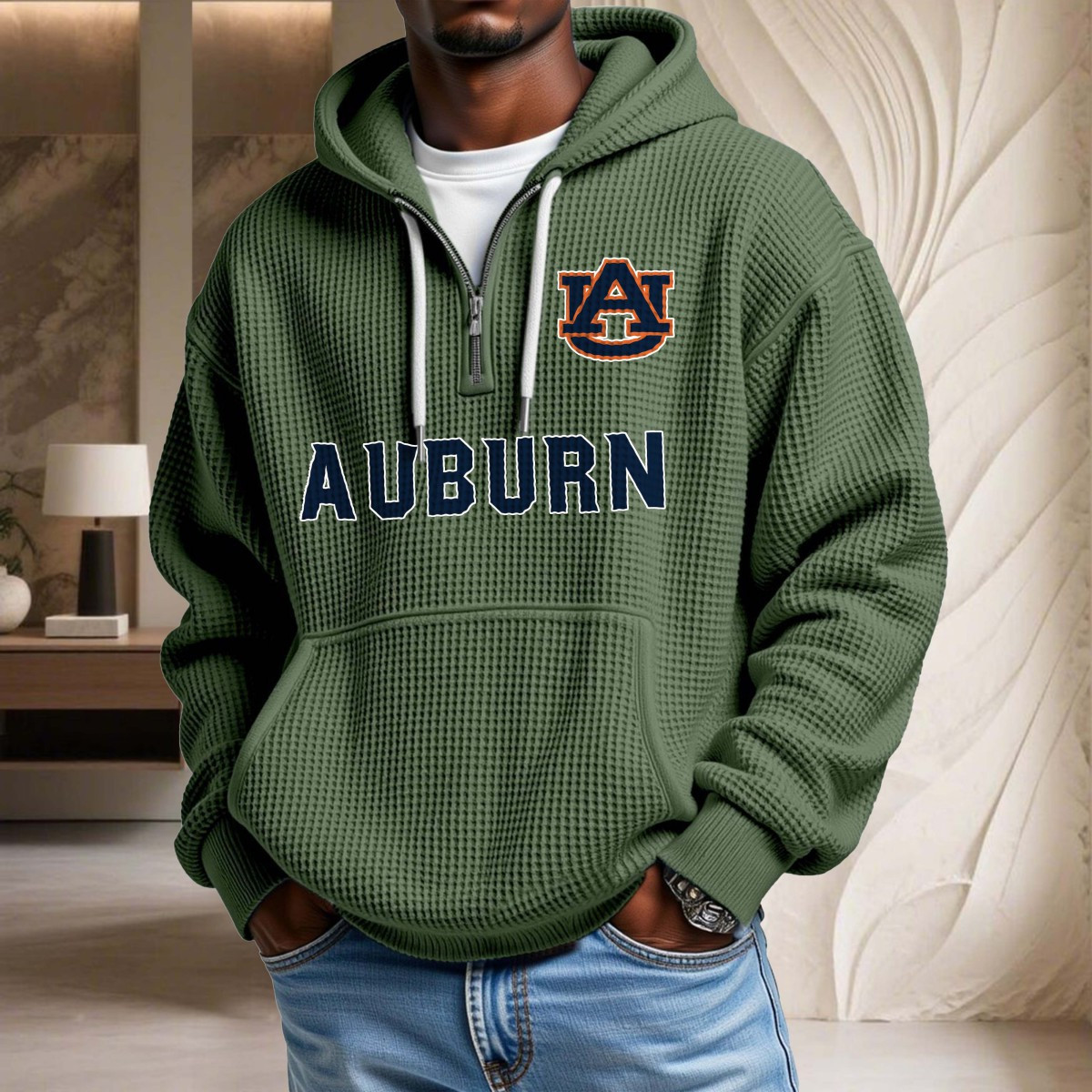 Sweat à capuche en maille gaufrée Auburn Tigers – Image 9