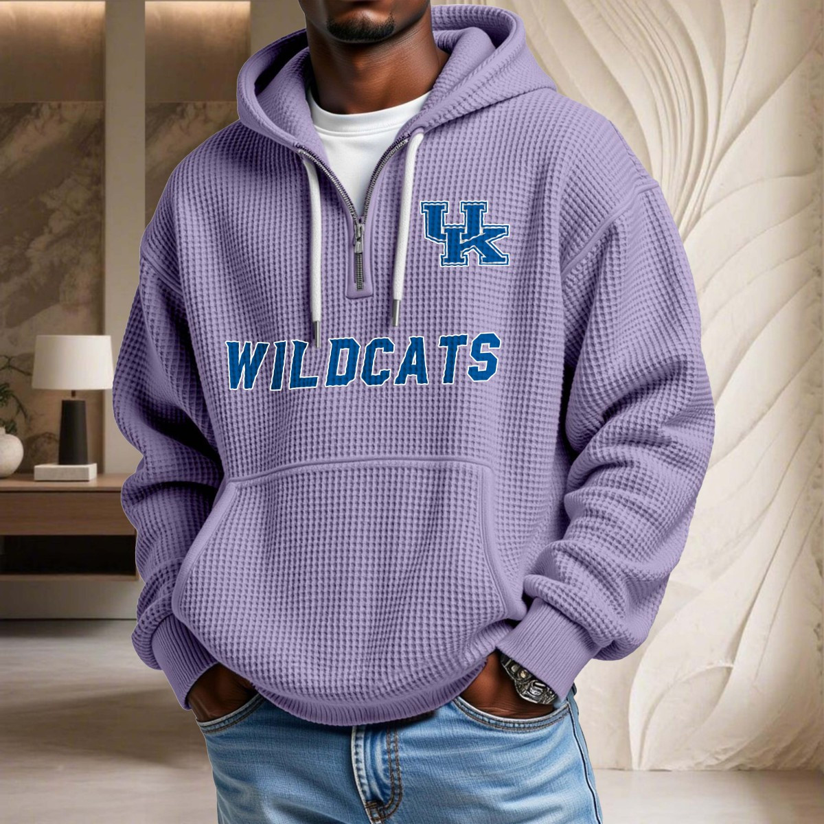 Sweat à capuche en maille gaufrée Kentucky Wildcats – Image 10