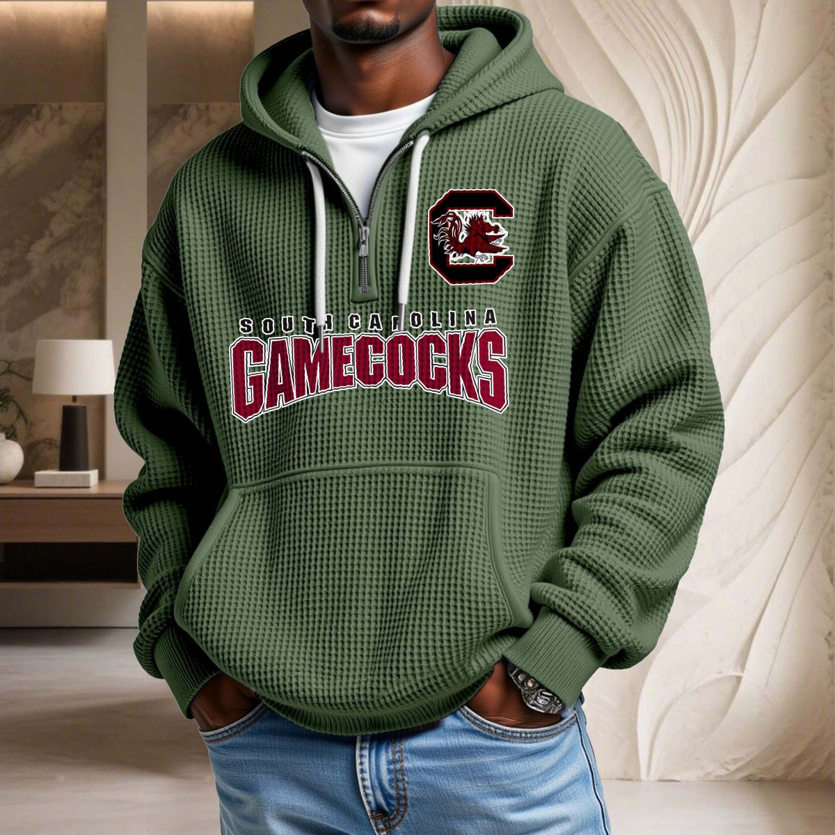 Sweat à capuche en maille gaufrée South Carolina Gamecocks – Image 9