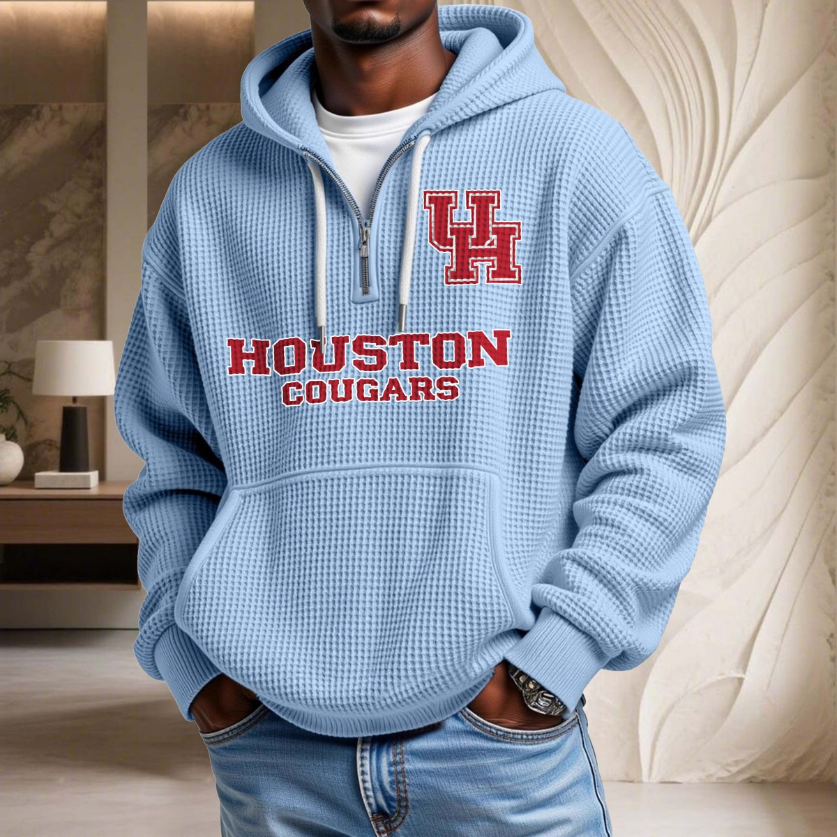Sweat à capuche en maille gaufrée Houston Cougars – Image 7