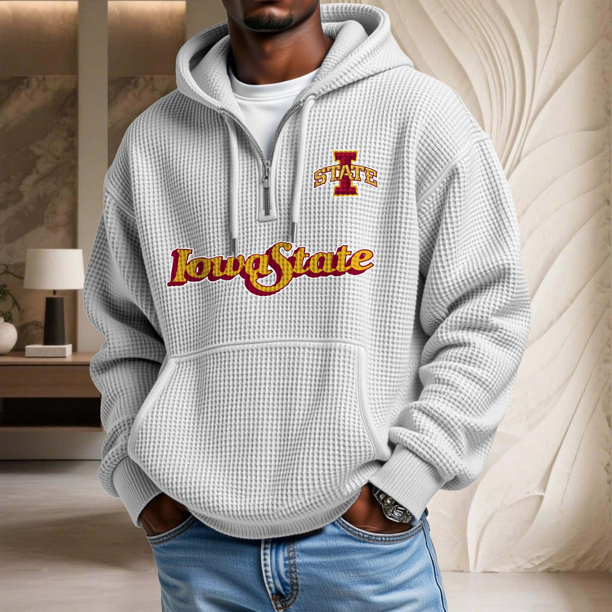 Sweat à capuche en maille gaufrée Iowa State Cyclones – Image 3