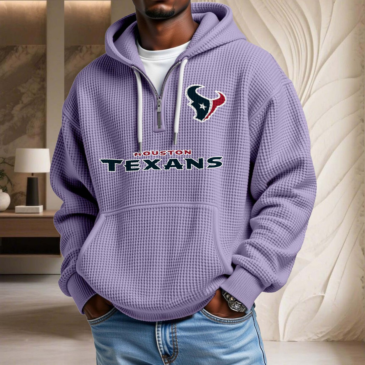 Sweat à capuche en maille gaufrée Houston Texans – Image 10
