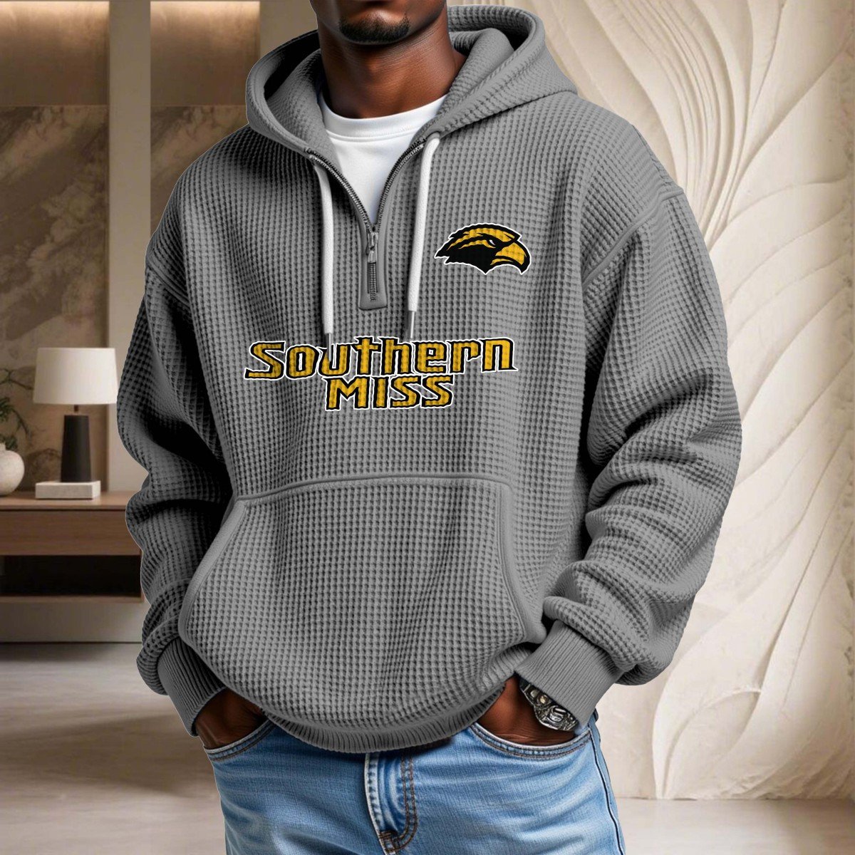 Sweat à capuche en maille gaufrée Southern Miss Golden Eagles – Image 6