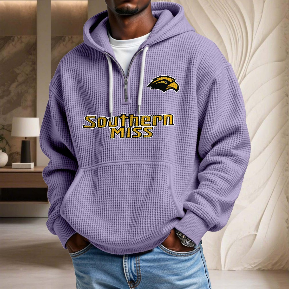Sweat à capuche en maille gaufrée Southern Miss Golden Eagles – Image 10
