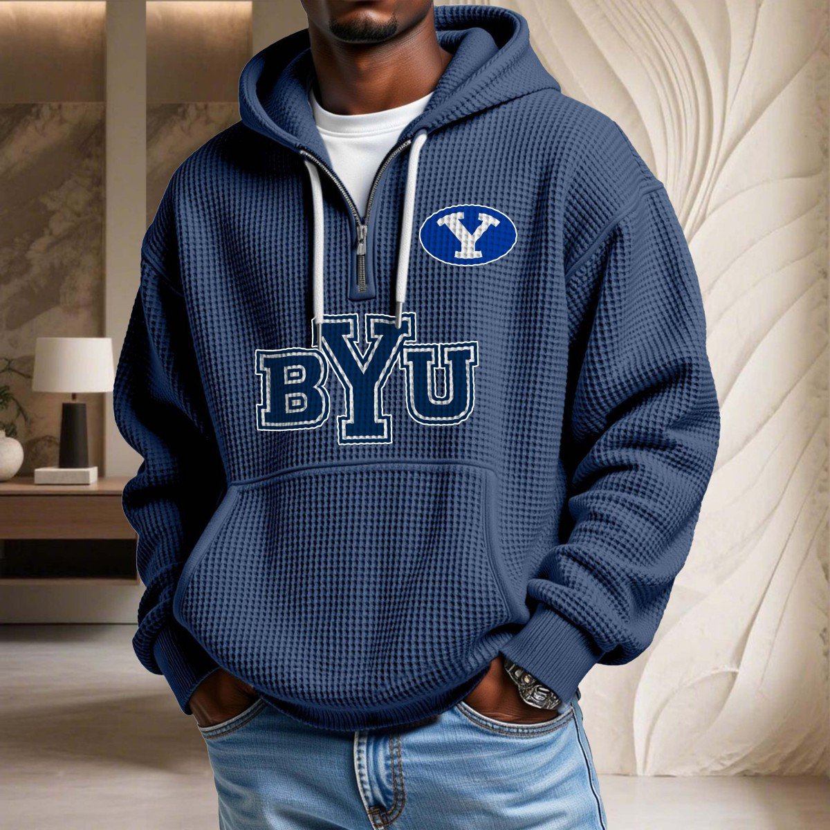 Sweat à capuche en maille gaufrée BYU Cougars