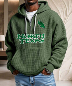 Sweat à capuche en maille gaufrée North Texas Mean Green