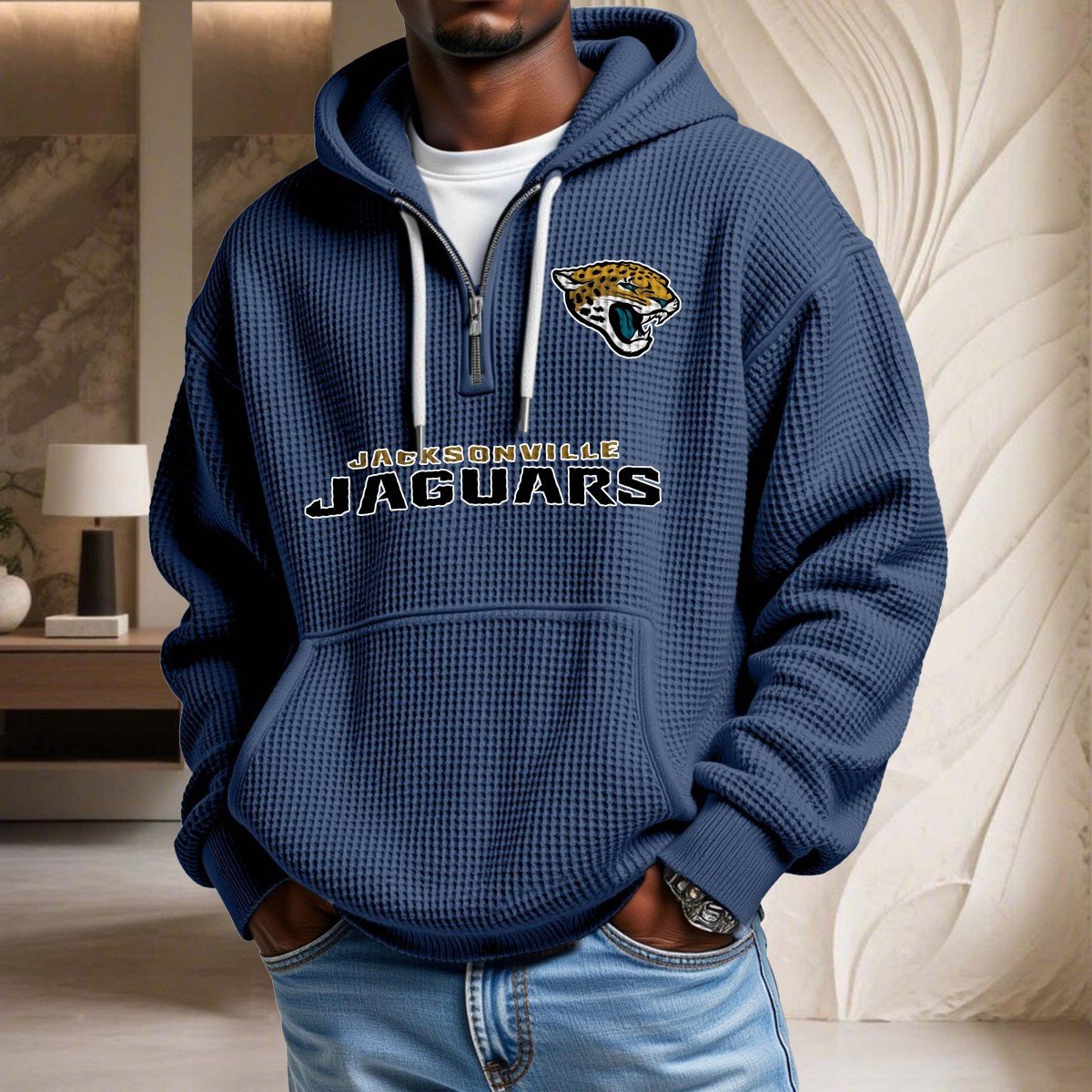 Sweat à capuche en maille gaufrée Jacksonville Jaguars – Image 4