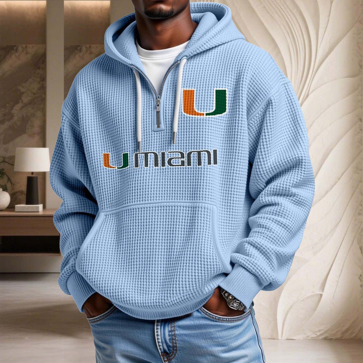 Sweat à capuche en maille gaufrée Miami Hurricanes – Image 7