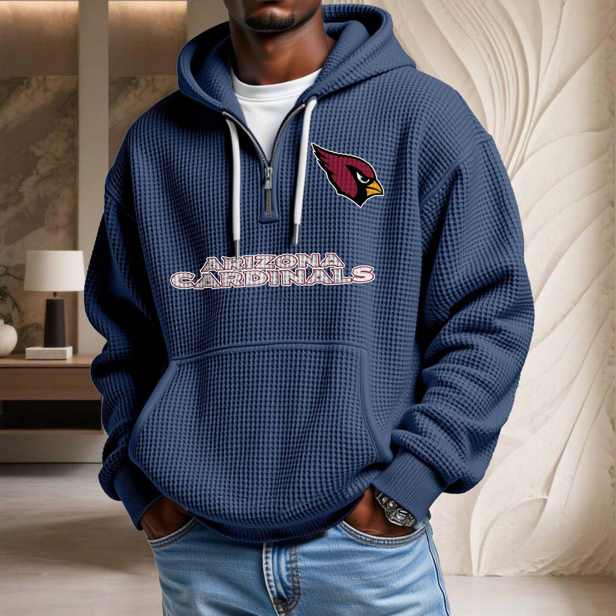 Sweat à capuche en maille gaufrée Arizona Cardinals – Image 4