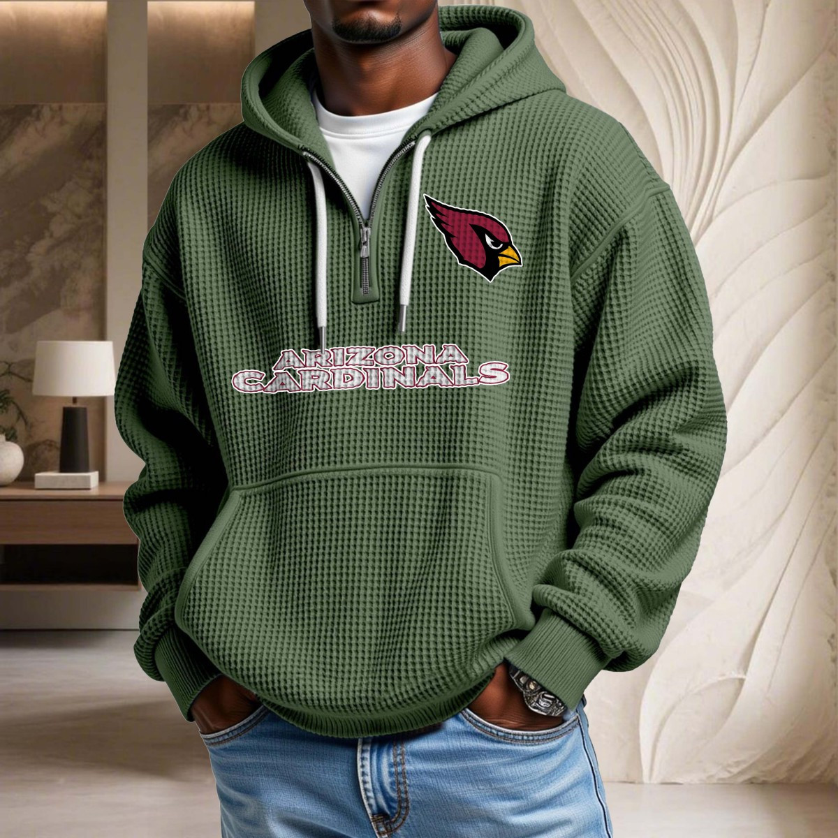 Sweat à capuche en maille gaufrée Arizona Cardinals – Image 9