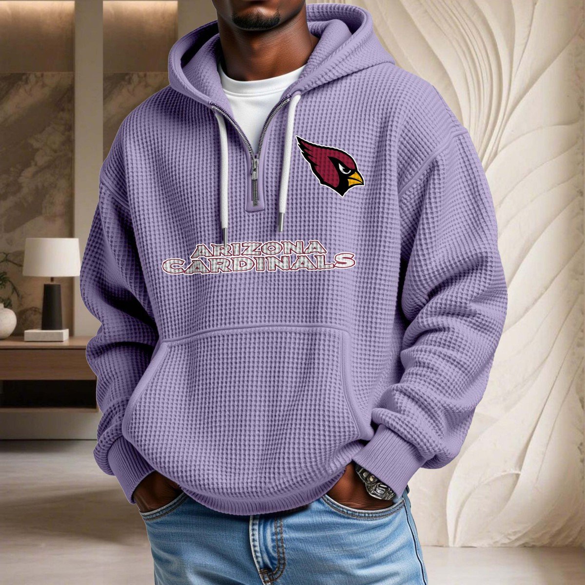 Sweat à capuche en maille gaufrée Arizona Cardinals – Image 10
