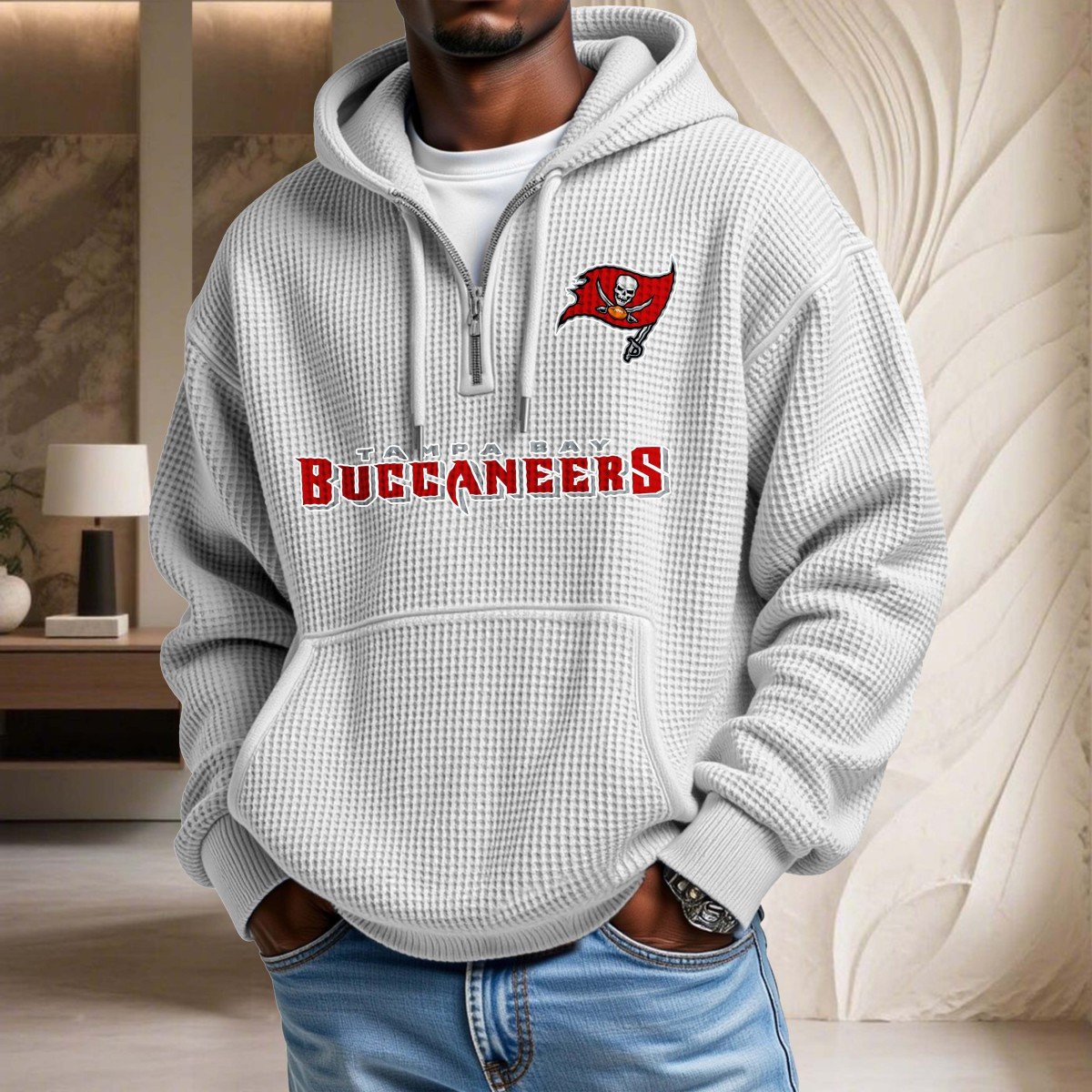 Sweat à capuche en maille gaufrée Tampa Bay Buccaneers – Image 3
