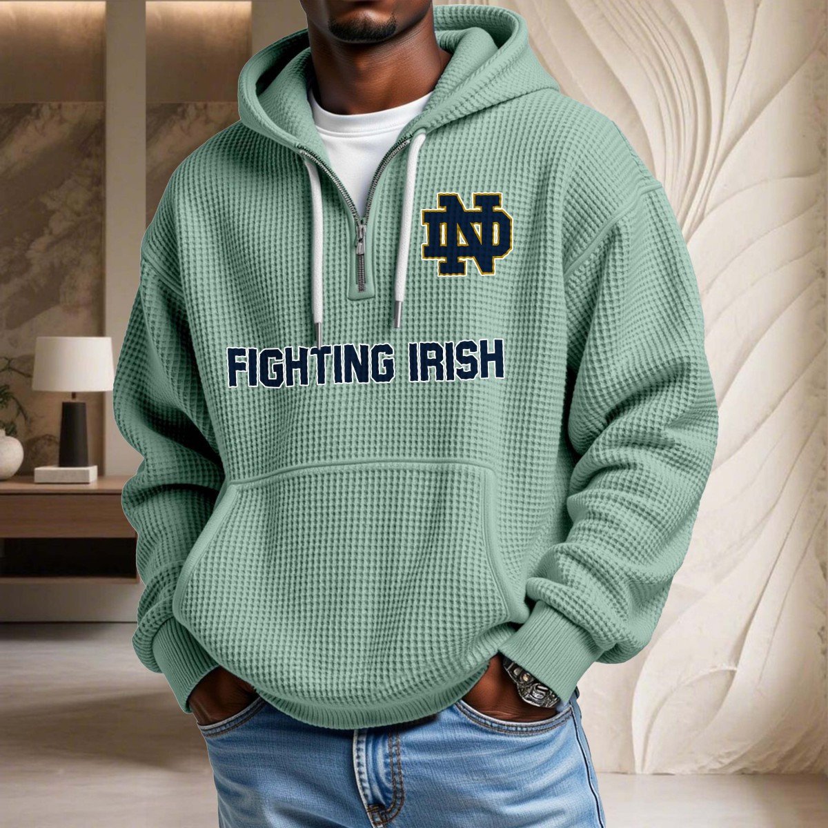 Sweat à capuche en maille gaufrée Notre Dame Fighting Irish – Image 8