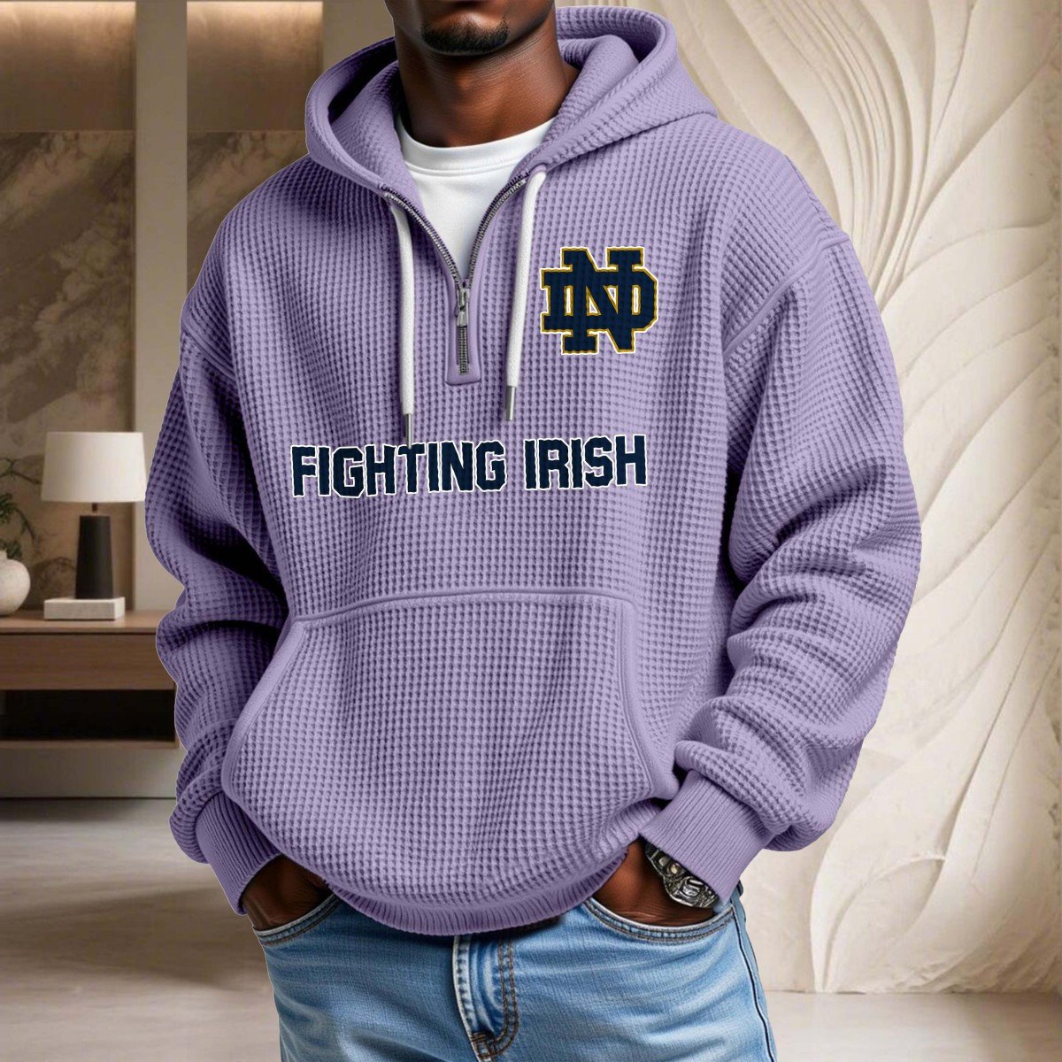 Sweat à capuche en maille gaufrée Notre Dame Fighting Irish – Image 10
