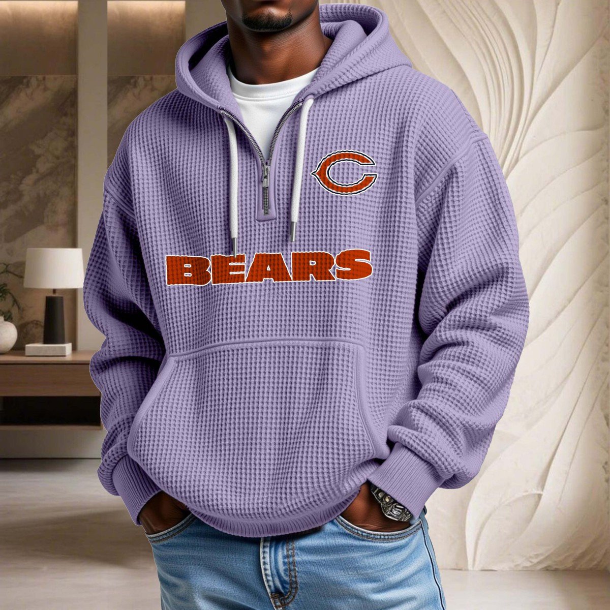 Sweat à capuche en maille gaufrée Chicago Bears – Image 10