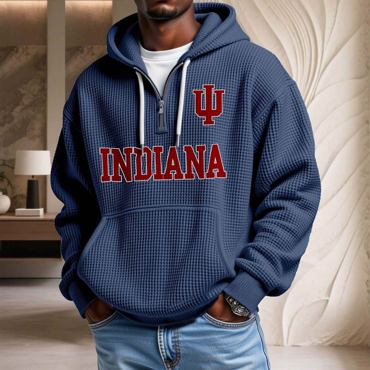 Sweat à capuche en maille gaufrée Indiana Hoosiers – Image 4