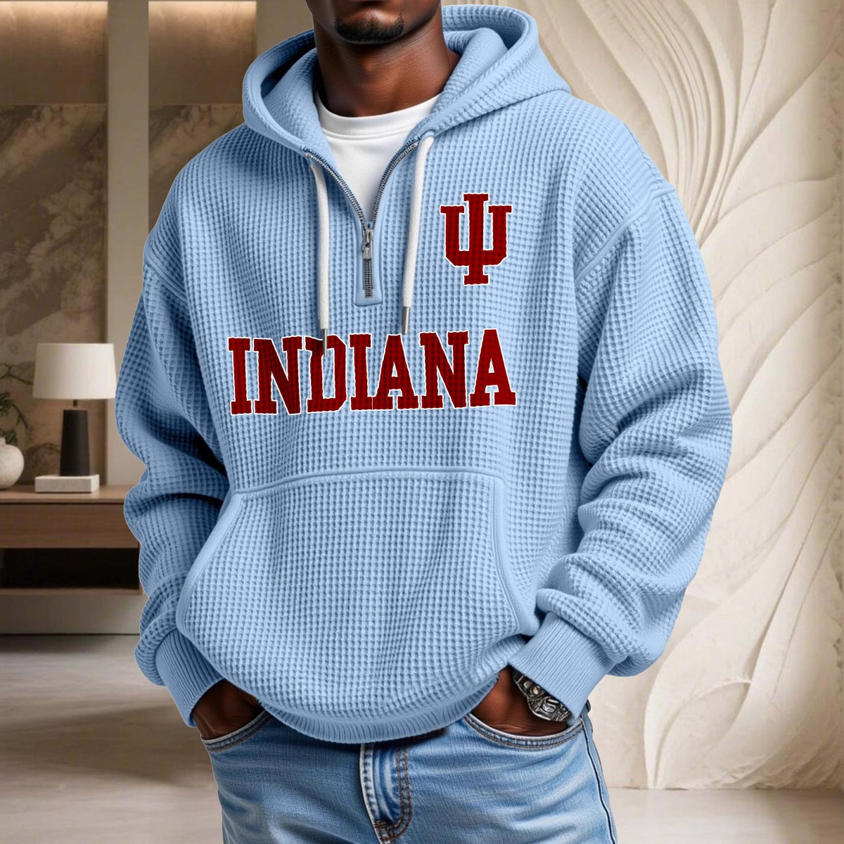 Sweat à capuche en maille gaufrée Indiana Hoosiers – Image 7