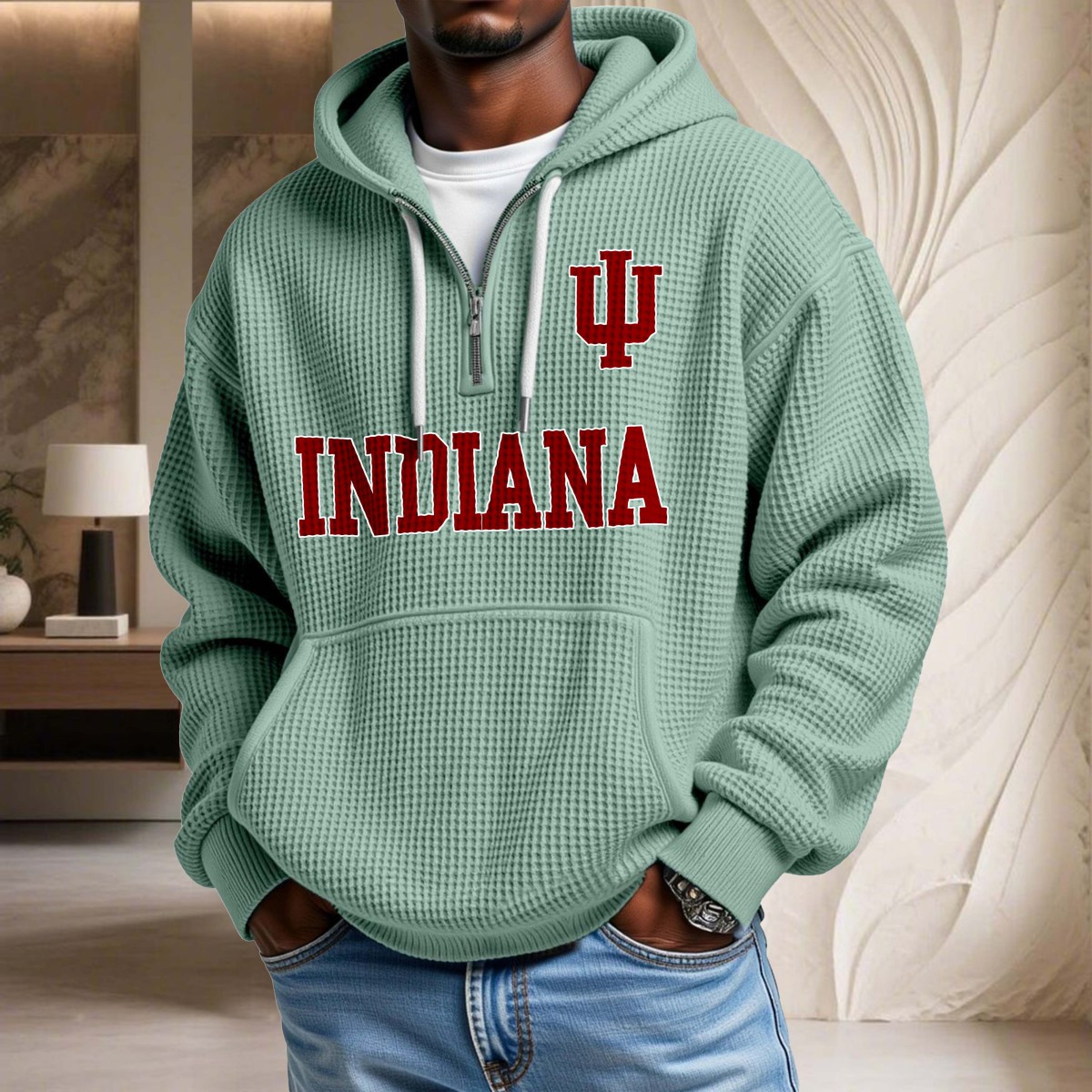 Sweat à capuche en maille gaufrée Indiana Hoosiers – Image 8