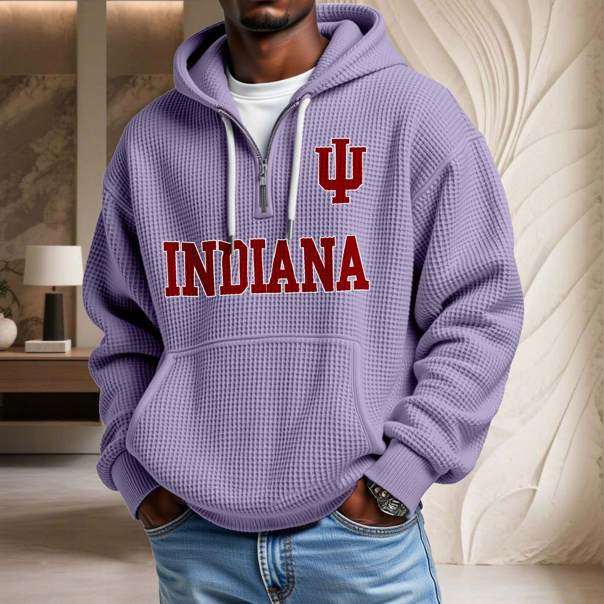 Sweat à capuche en maille gaufrée Indiana Hoosiers – Image 10