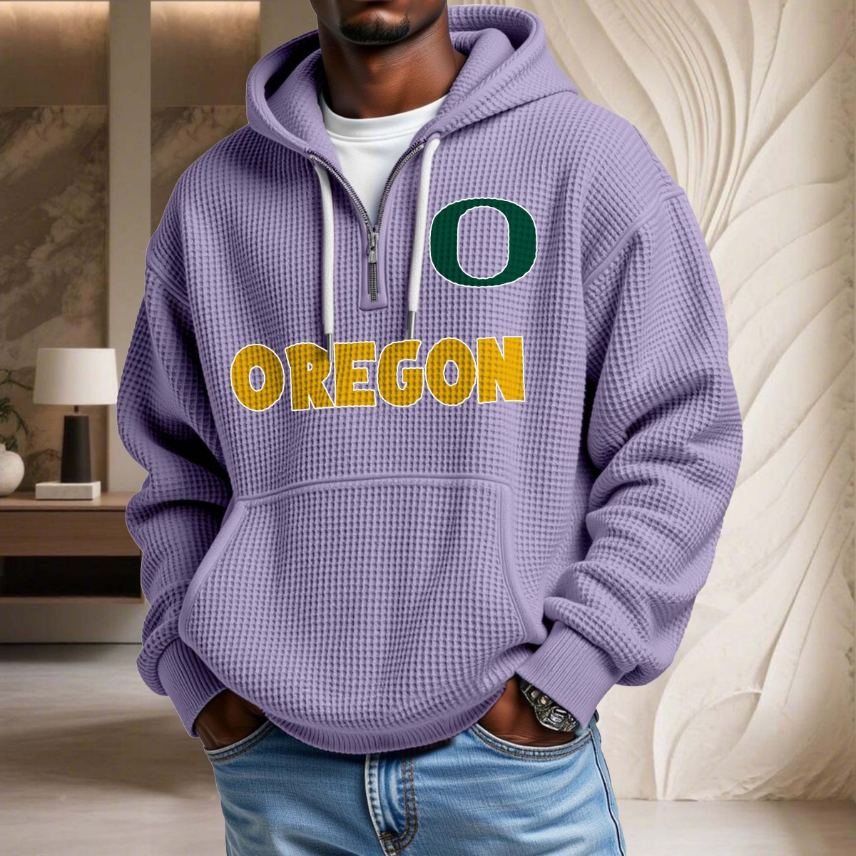 Sweat à capuche en maille gaufrée Oregon Ducks – Image 10