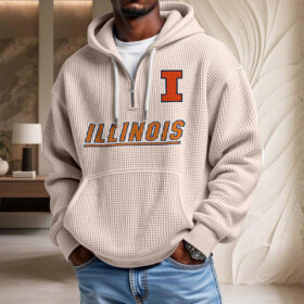 Sweat à capuche en maille gaufrée Illinois Fighting Illini