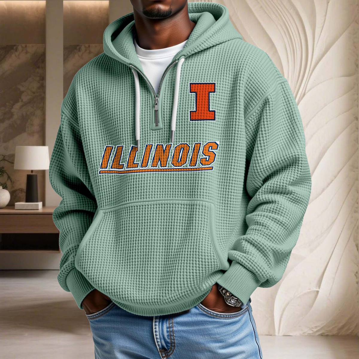 Sweat à capuche en maille gaufrée Illinois Fighting Illini – Image 8