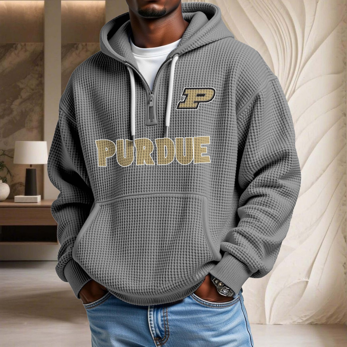 Sweat à capuche en maille gaufrée Purdue Boilermakers