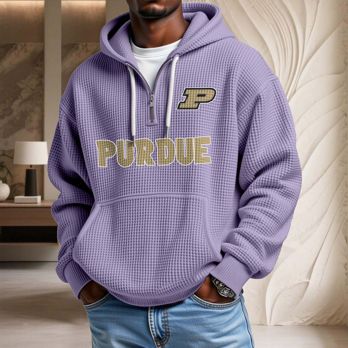 Sweat à capuche en maille gaufrée Purdue Boilermakers – Image 10
