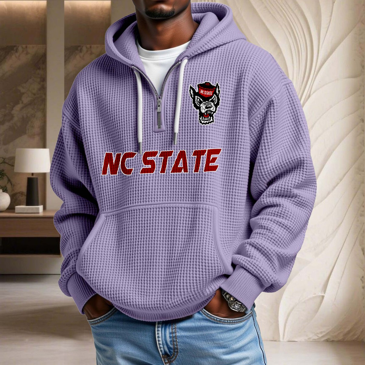 Sweat à capuche en maille gaufrée North Carolina State Wolfpack – Image 10