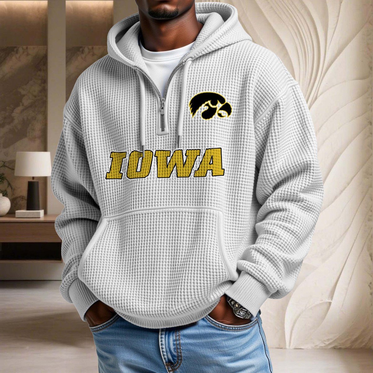 Sweat à capuche en maille gaufrée Iowa Hawkeyes
