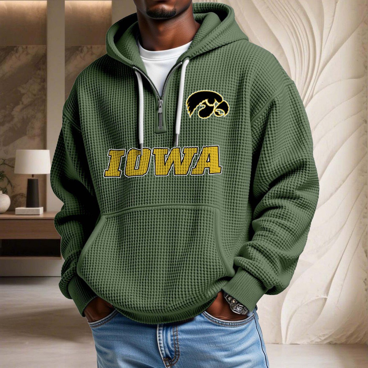 Sweat à capuche en maille gaufrée Iowa Hawkeyes – Image 9