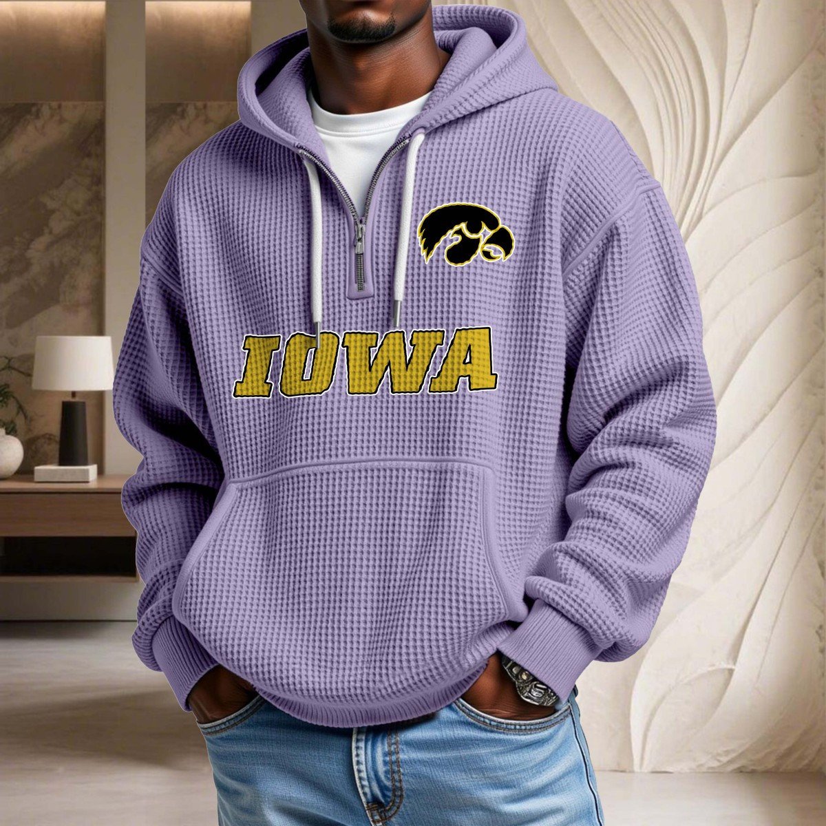 Sweat à capuche en maille gaufrée Iowa Hawkeyes – Image 10