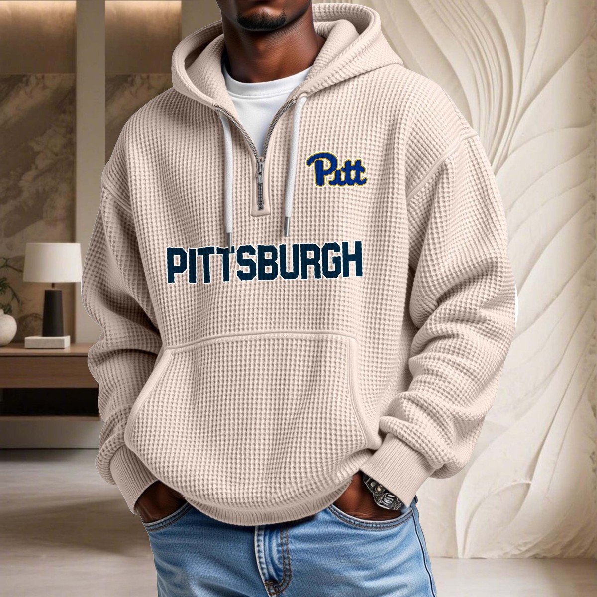 Sweat à capuche en maille gaufrée Pittsburgh Panthers – Image 6