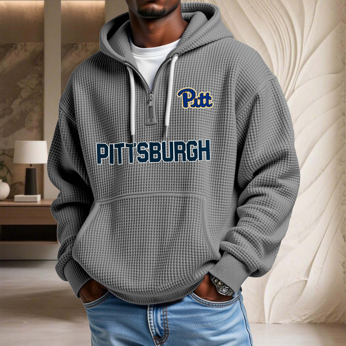 Sweat à capuche en maille gaufrée Pittsburgh Panthers – Image 7