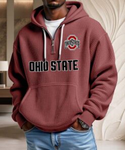 Sweat à capuche en maille gaufrée Ohio State Buckeyes