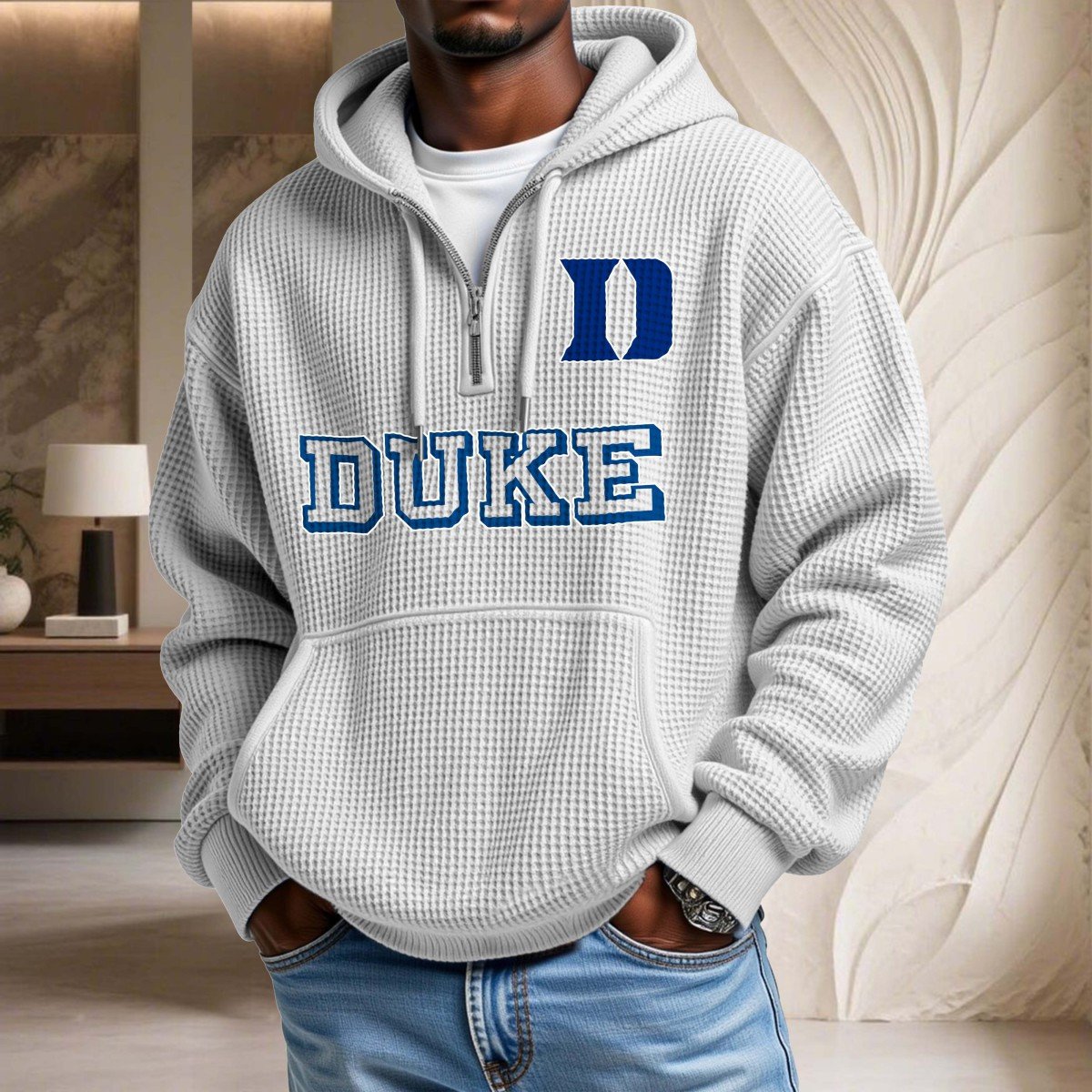 Sweat à capuche en maille gaufrée Duke Blue Devils – Image 3