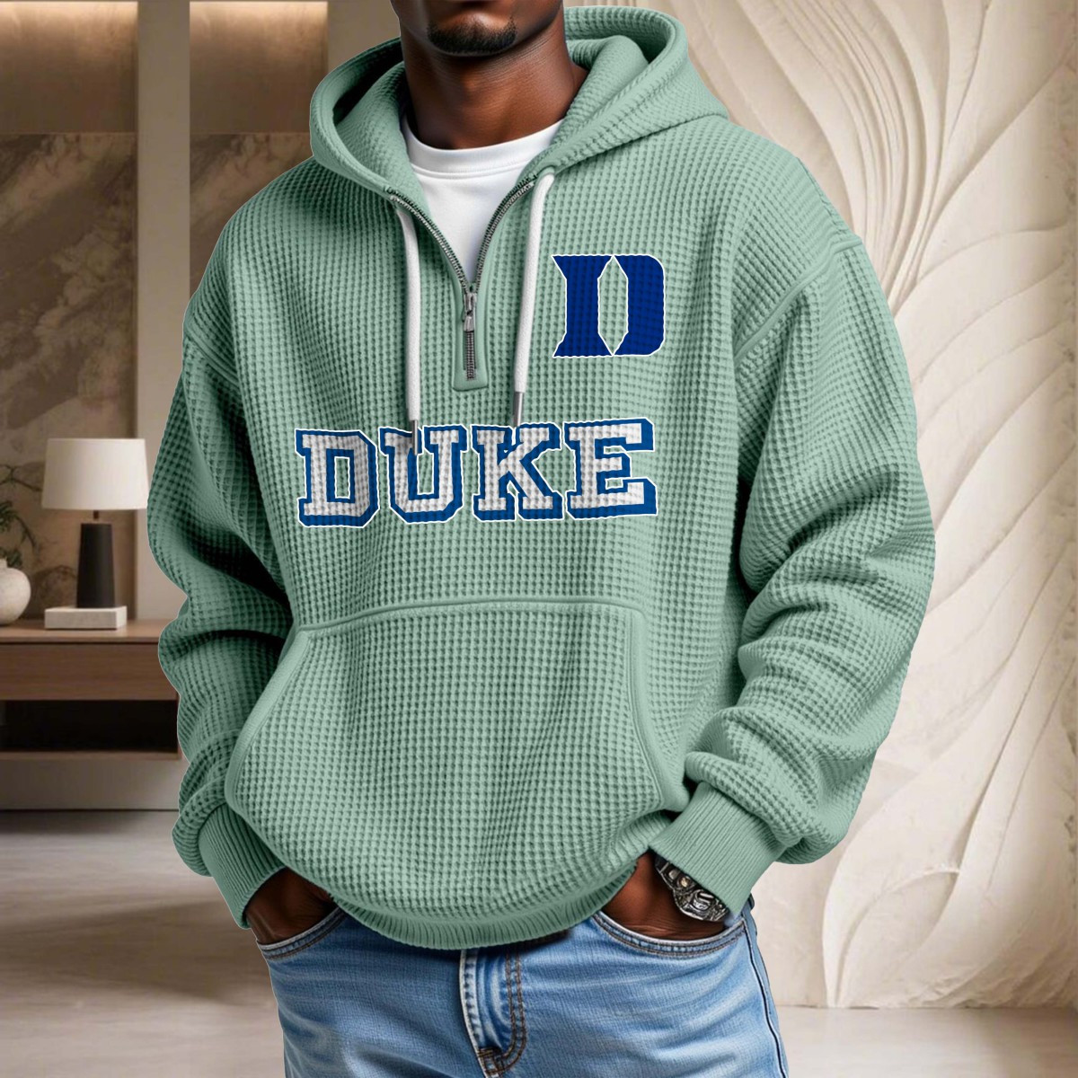 Sweat à capuche en maille gaufrée Duke Blue Devils – Image 8