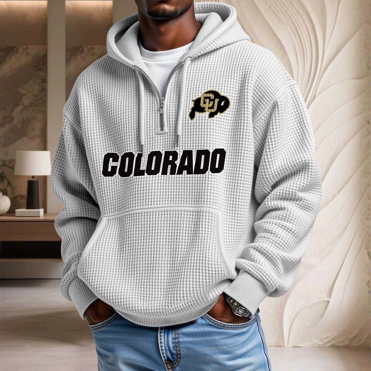 Sweat à capuche en maille gaufrée Colorado Buffaloes – Image 2