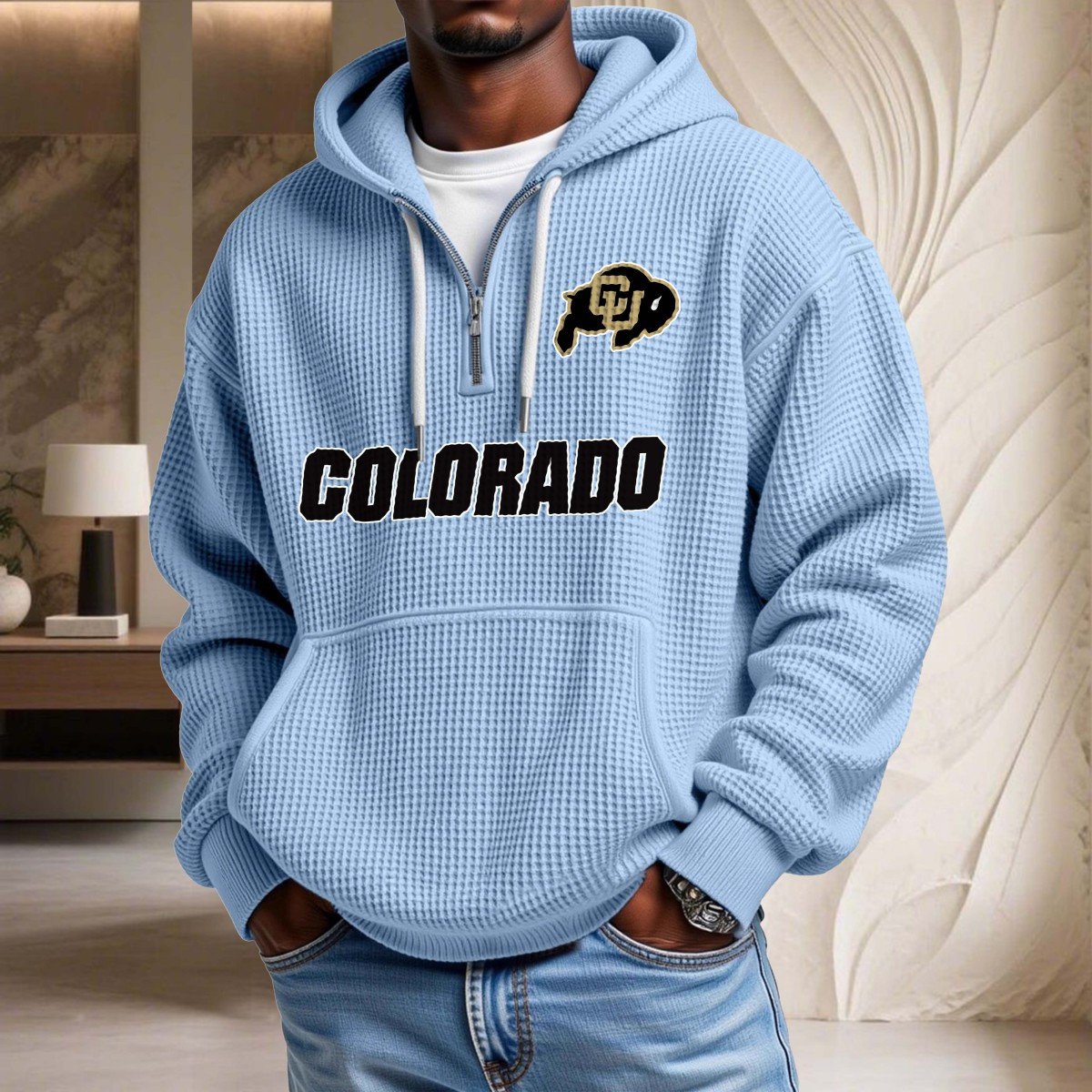 Sweat à capuche en maille gaufrée Colorado Buffaloes – Image 7