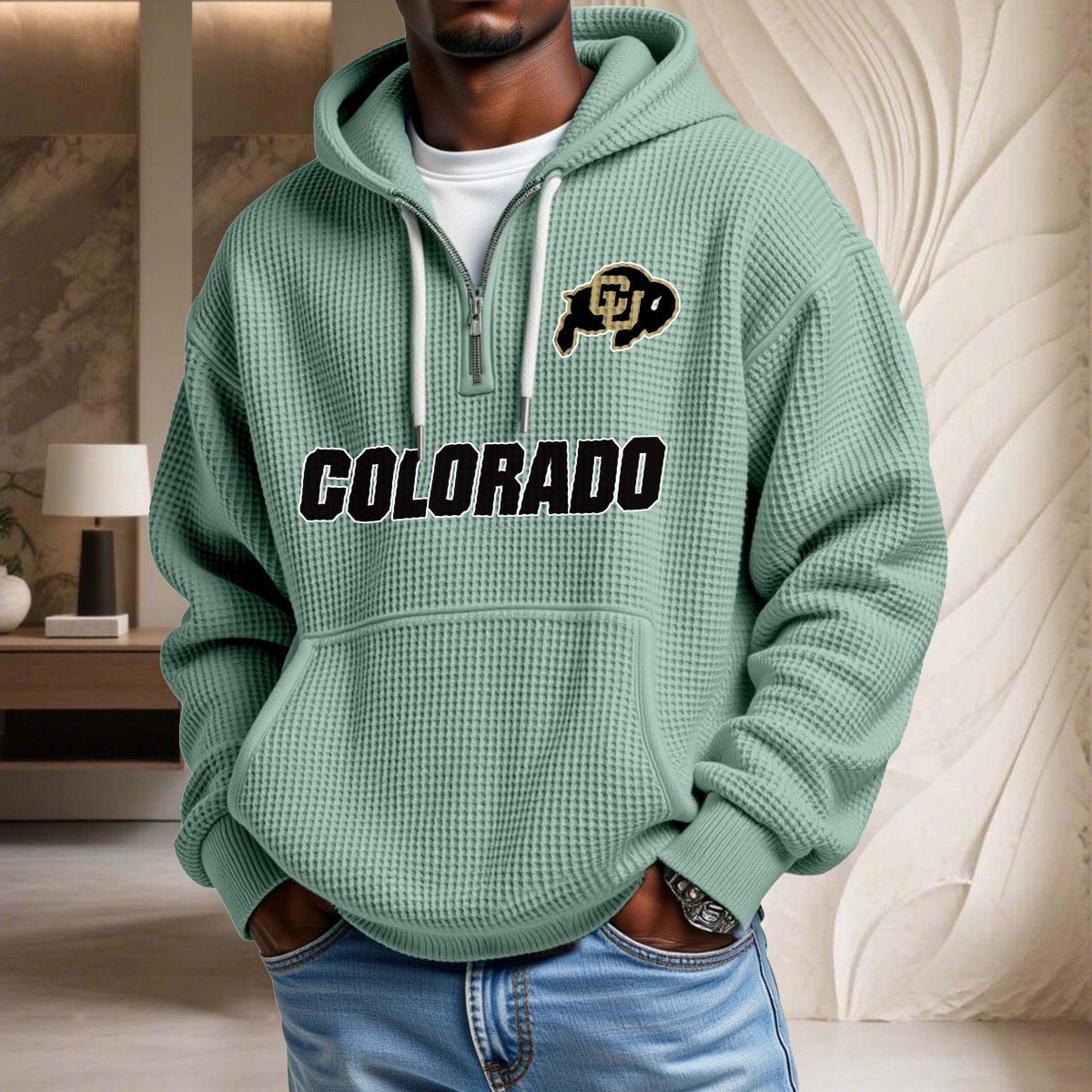 Sweat à capuche en maille gaufrée Colorado Buffaloes – Image 8