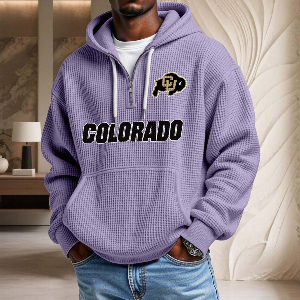 Sweat à capuche en maille gaufrée Colorado Buffaloes – Image 10