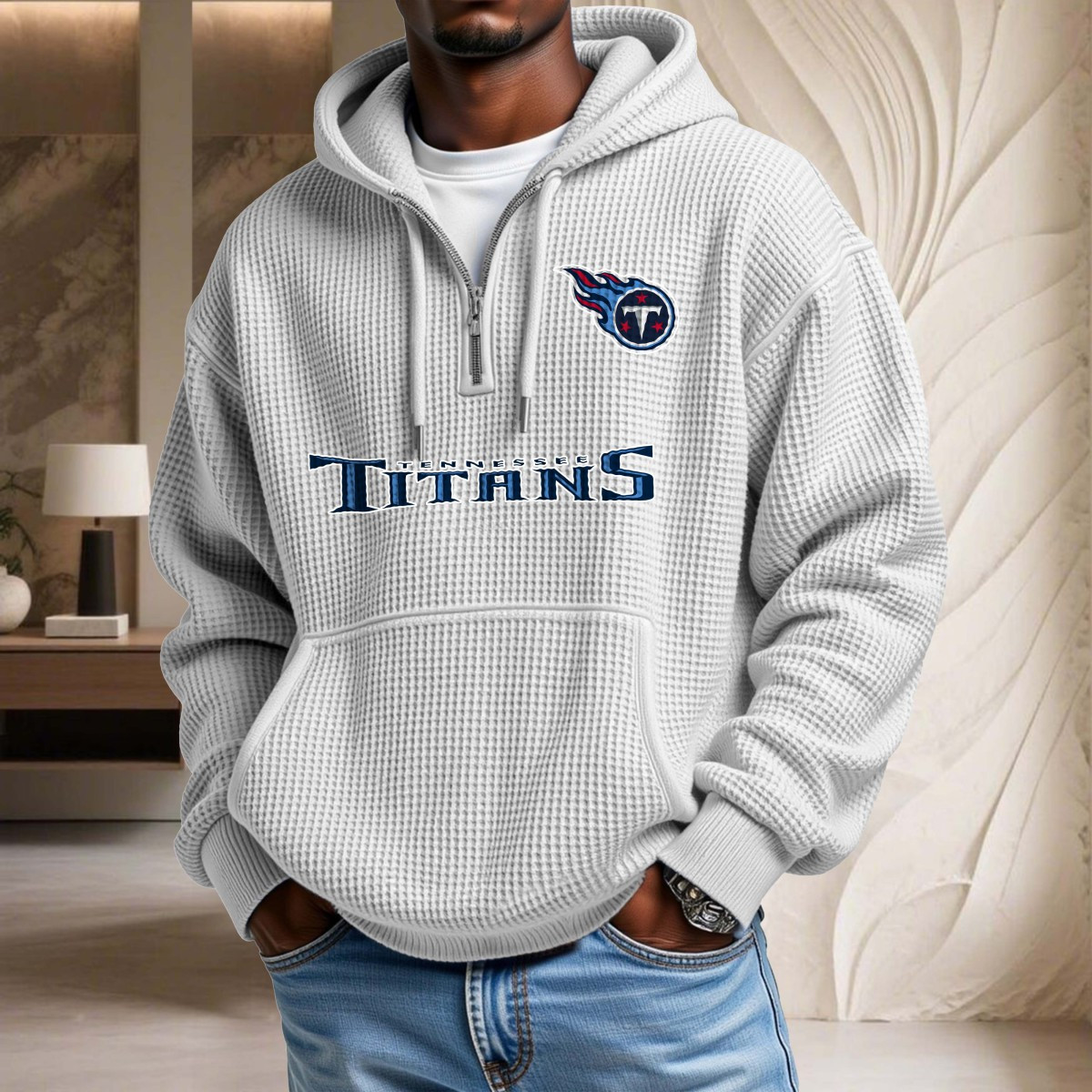 Sweat à capuche en maille gaufrée Tennessee Titans – Image 3
